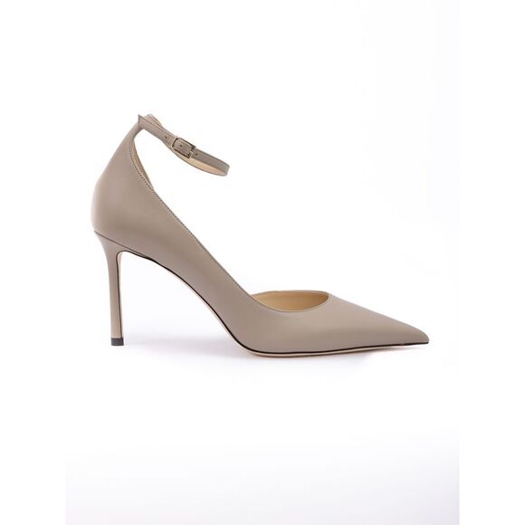 Jimmy Choo Shoes - Jimmy Choo Taupe Grey Calf Leather Leona 85 Women's Pumps